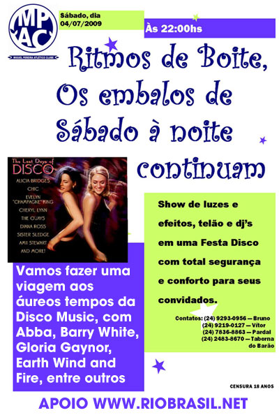 RITMOS DE BOATE, OS EMBALOS DE S�BADO � 