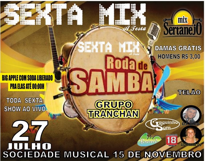 SEXTA MIX NA QUINZE COM GRUPO TRANCHAN, 