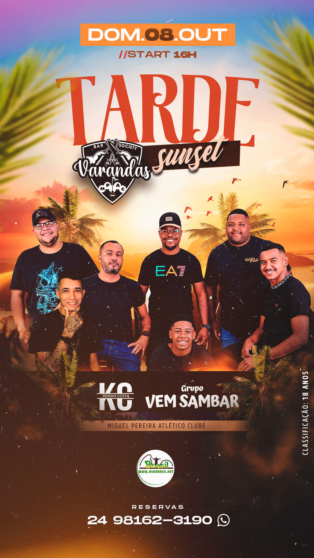 Tarde Sunset com Grupo Vem Sambar e Dj K