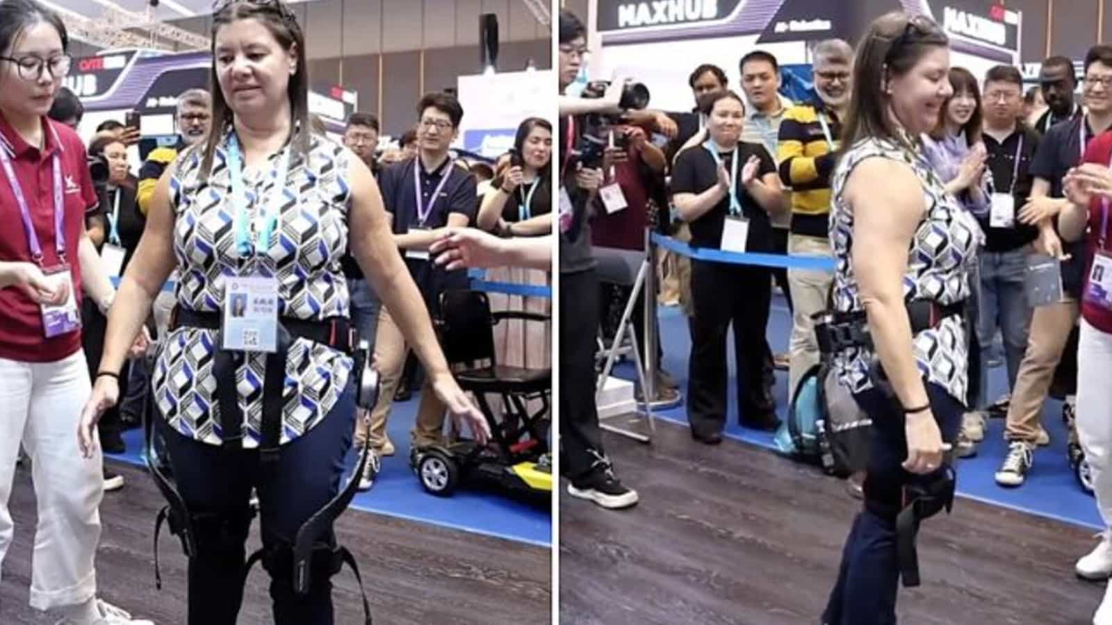 Exoesqueleto chin�s faz mulher com defici�ncia motora voltar a andar (v�deo)