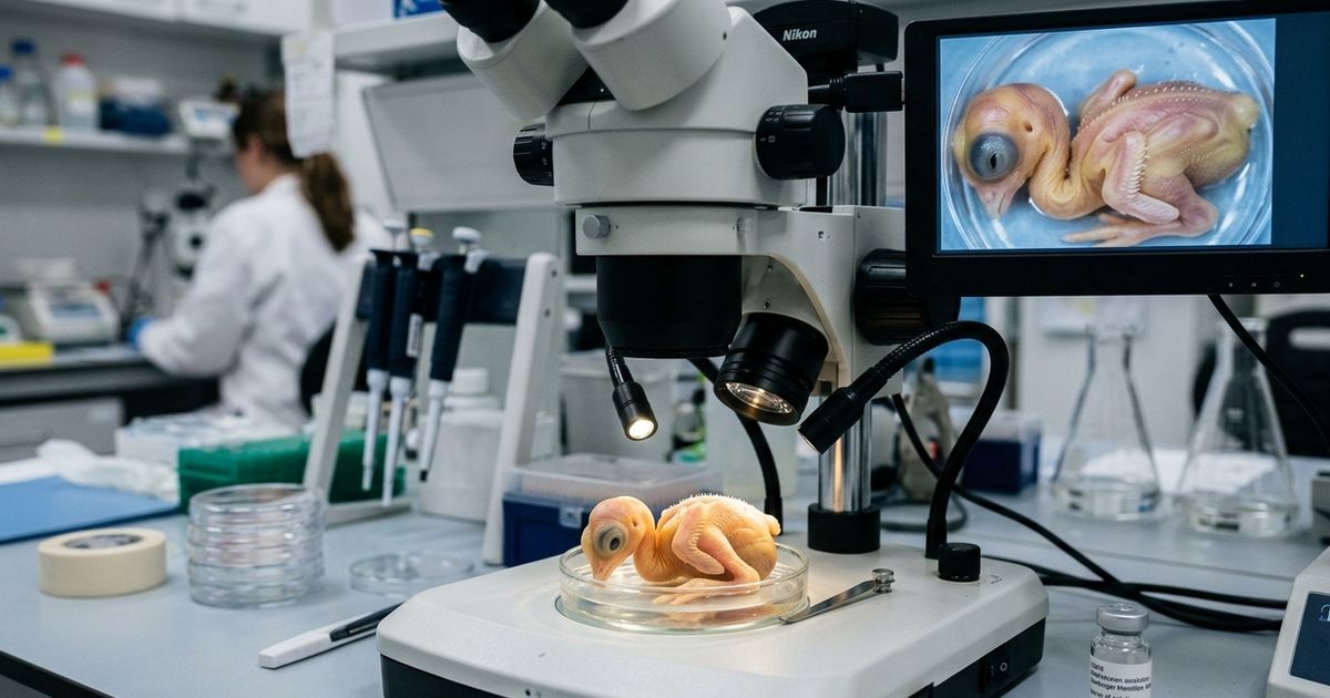 Cientistas bloqueiam por alguns dias um gene em embri�es de galinha e conseguem reverter 250 milh�es de anos de evolu��o: os pintinhos nascem com penas primitivas semelhantes �s dos dinossauros