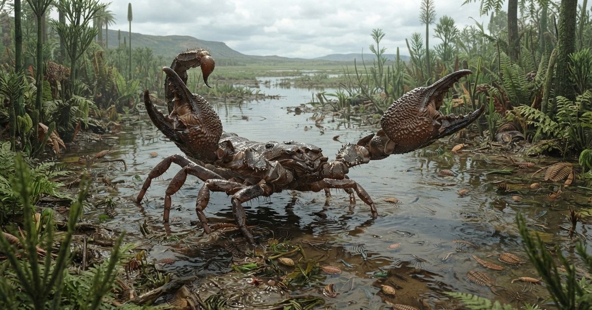 H� 415 milh�es de anos um escorpi�o do tamanho de uma crian�a pequena dominava um mundo onde quase todos os animais eram pequenos