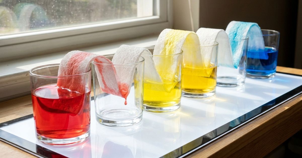 O experimento da �gua que ?caminha? entre copos usando papel-toalha e corante: a explica��o est� em um fen�meno da f�sica