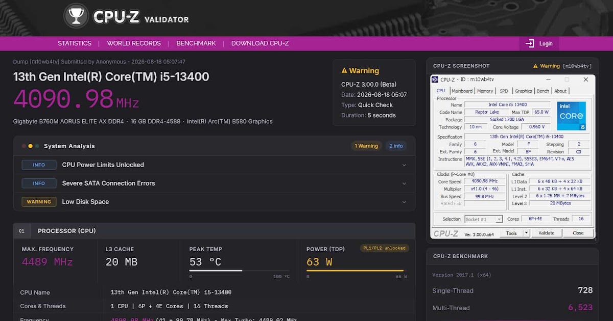 CPU-Z 3 com valida��o melhorada e testes de overclock